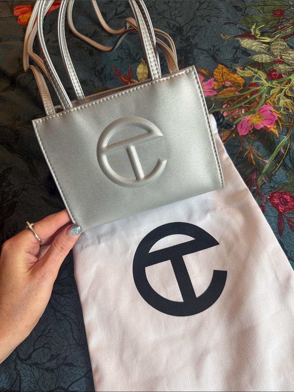 Telfar Metallic Silver Shopping Tote